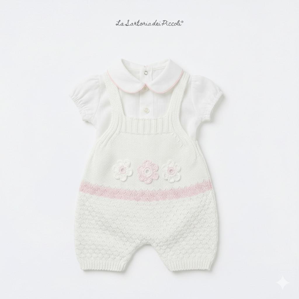 SALOPETTE CON FIORELLINI IN MAGLIA ESTIVA LA SARTORIA DEI PICCOLI