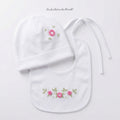 SET COORDINATO NEONATA CUFFIA E BAVETTA CON FIORELLINI LA SARTORIA DEI PICCOLI