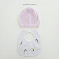 SET COORDINATO NEONATA CUFFIA E BAVETTA CON FIORELLINI LA SARTORIA DEI PICCOLI
