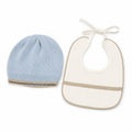 SET COORDINATO NEONATA CAPPELLINO IN MAGLIA E BAVETTA CON RICAMO LA SARTORIA DEI PICCOLI