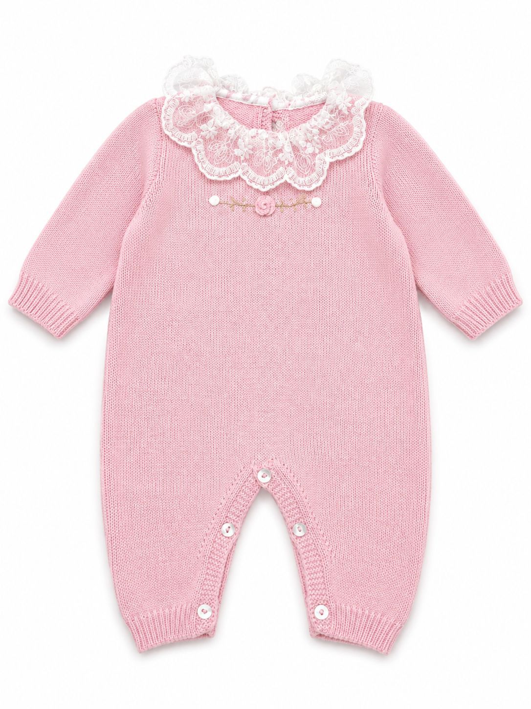 TUTINA IN MAGLIA CON MERLETTO E RICAMI FLOREALI LA SARTORIA DEI PICCOLI