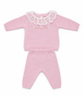 COMPLETO IN MAGLIA CON MERLETTO E RICAMI FLOREALI LA SARTORIA DEI PICCOLI