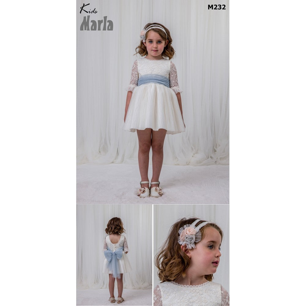 VESTITINO CERIMONIALE CON FIOCCO CELESTE MARLA