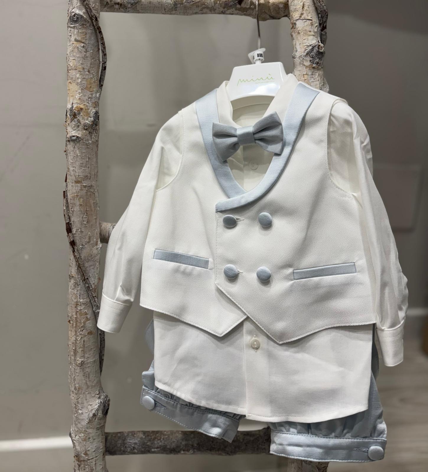 COMPLETO 4  PEZZI CERIMONIA CORTO (GILET + CAMICIA + PANTALONE + PAPILLON)