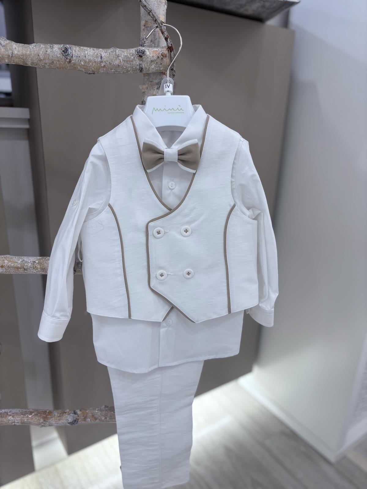 COMPLETO 4 PEZZI CERIMONIA LUNGO MINU'(GILET + CAMICIA + PANTALONE + PAPILLON)