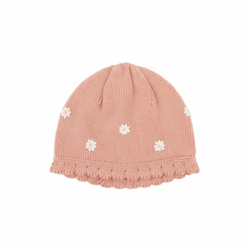 CAPPELLINO IN MAGLIA ESTIVA CON FIORELLINI SCALDACUORE