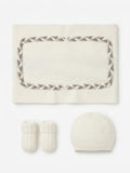 SET COPERTINA, BERRETTO E SCARPINE IN MAGLIA SCALDACUORE