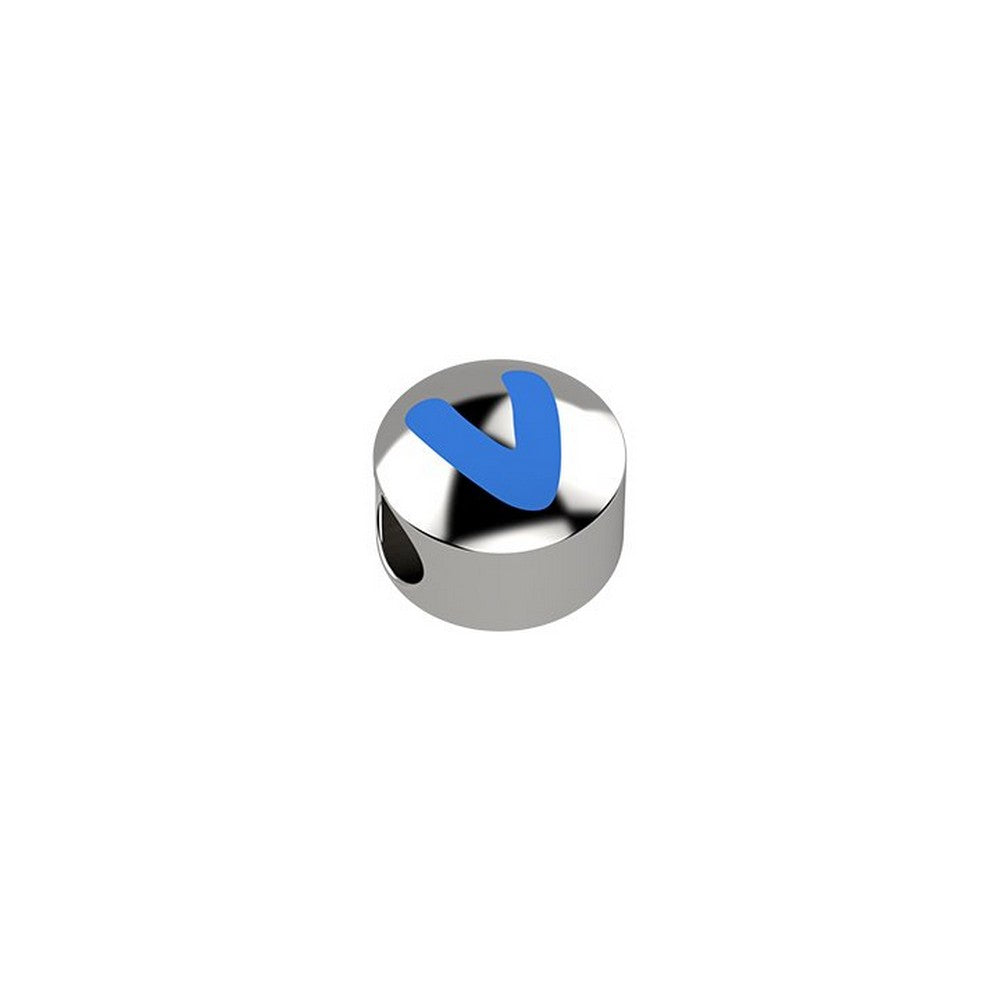 CURSORE ARGENTO LETTERA V 925 Azzurro
