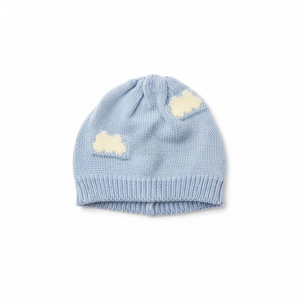 CAPPELLINO IN MAGLIA ESTIVO CON NUVOLETTE SCALDACUORE