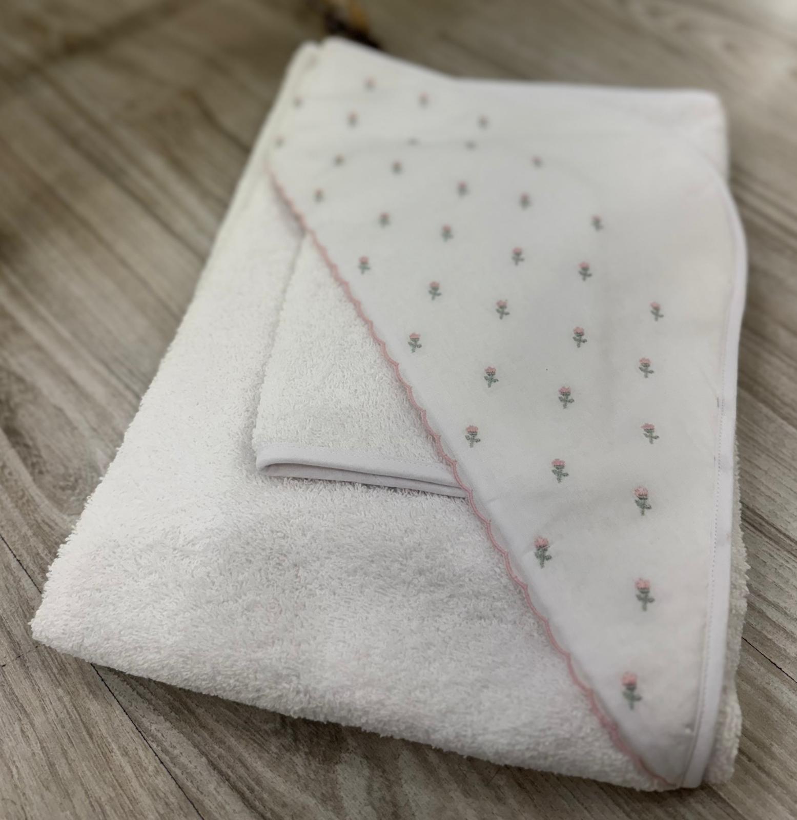 ASCIUGAMANO CON CAPPUCCIO ROSE PURETE'