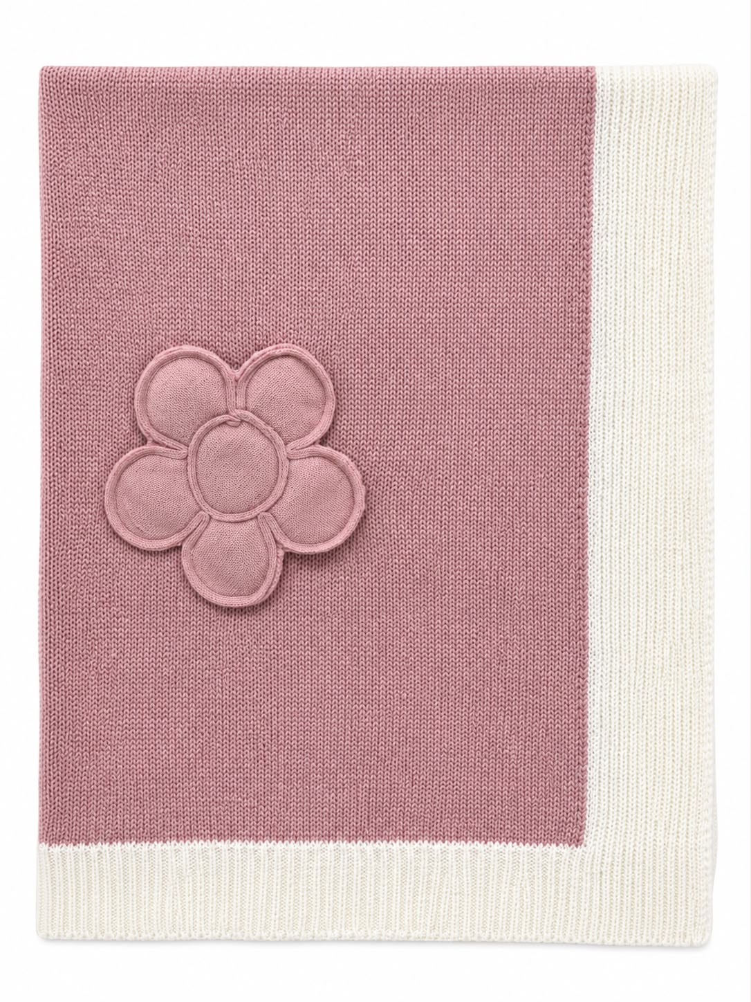 COPERTINA CULLA IN MISTO LANA CON RICAMO FLOREALE PAPPA E LATTE