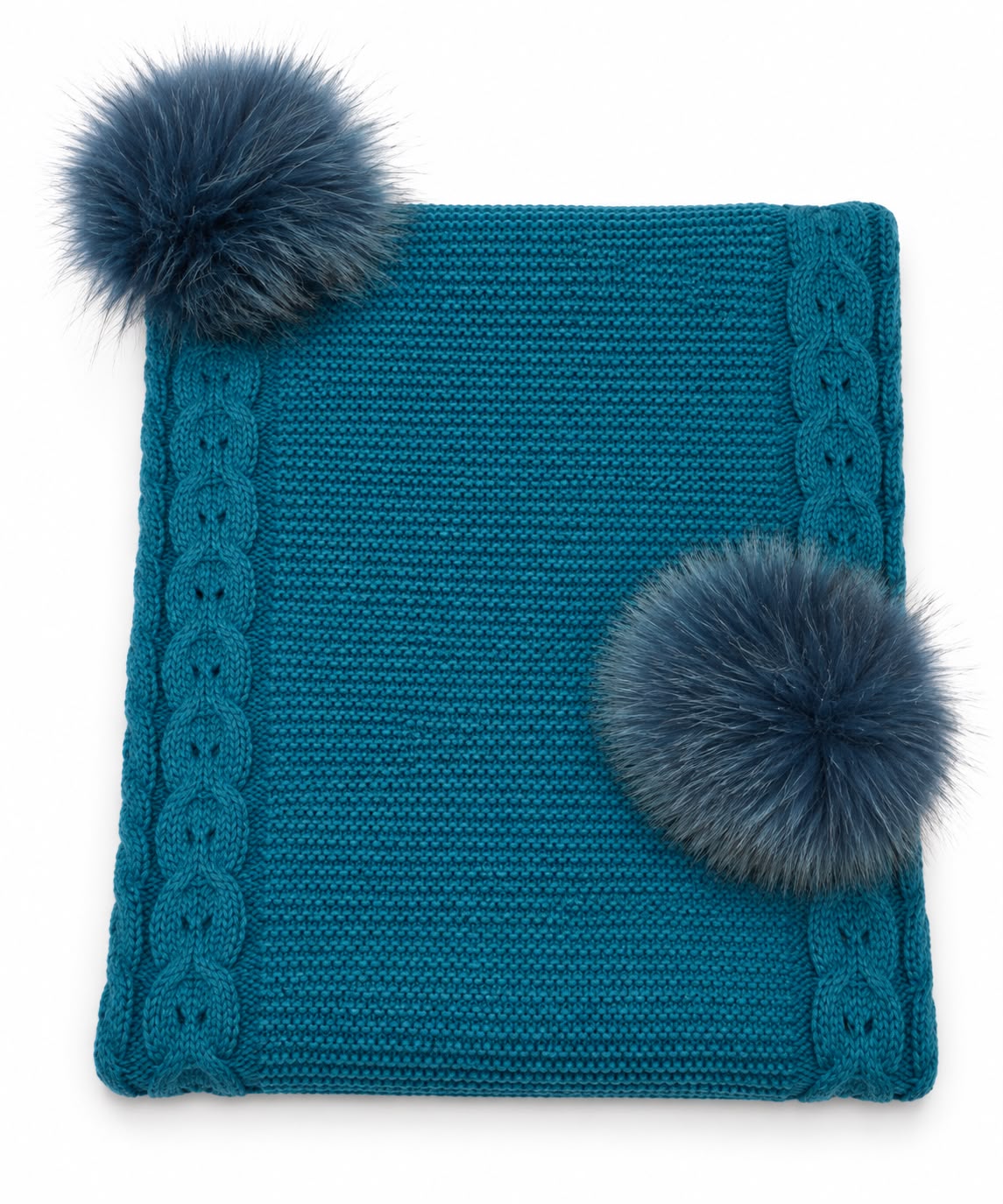 COPERTINA CULLA IN MISTO LANA CON POMPON PAPPA E LATTE