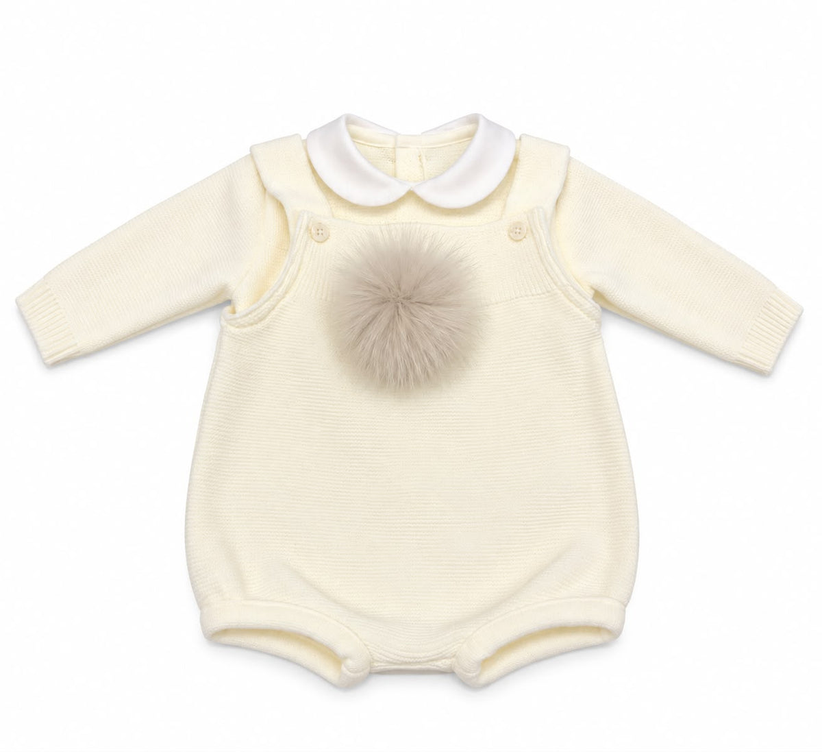 COMPLETO IN MISTO LANA CON POMPON PAPPA E LATTE