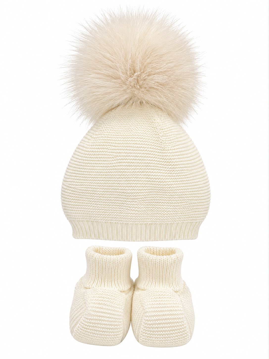 SET IN LANA CAPPELLINO POMPON + BABBUCCE PAPPA E LATTE