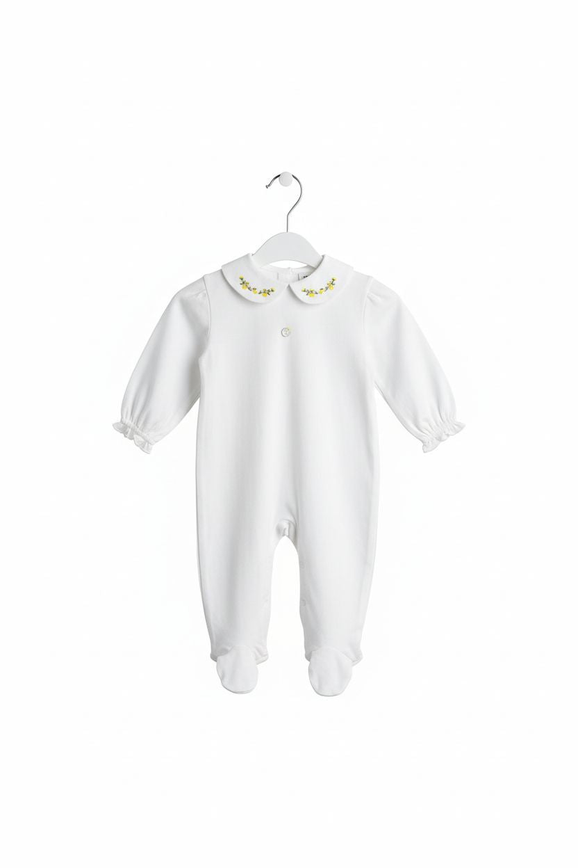 TUTINA IN COTONE CON COLLETTO RICAMATO LEMON PURETE'