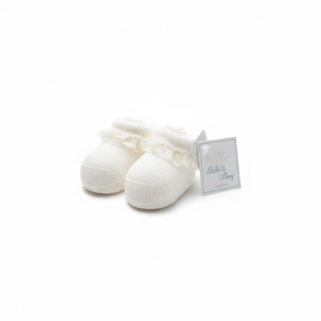 SCARPINA IN FILO CON BALZA IN PIZZO BEBE' DI ALMY