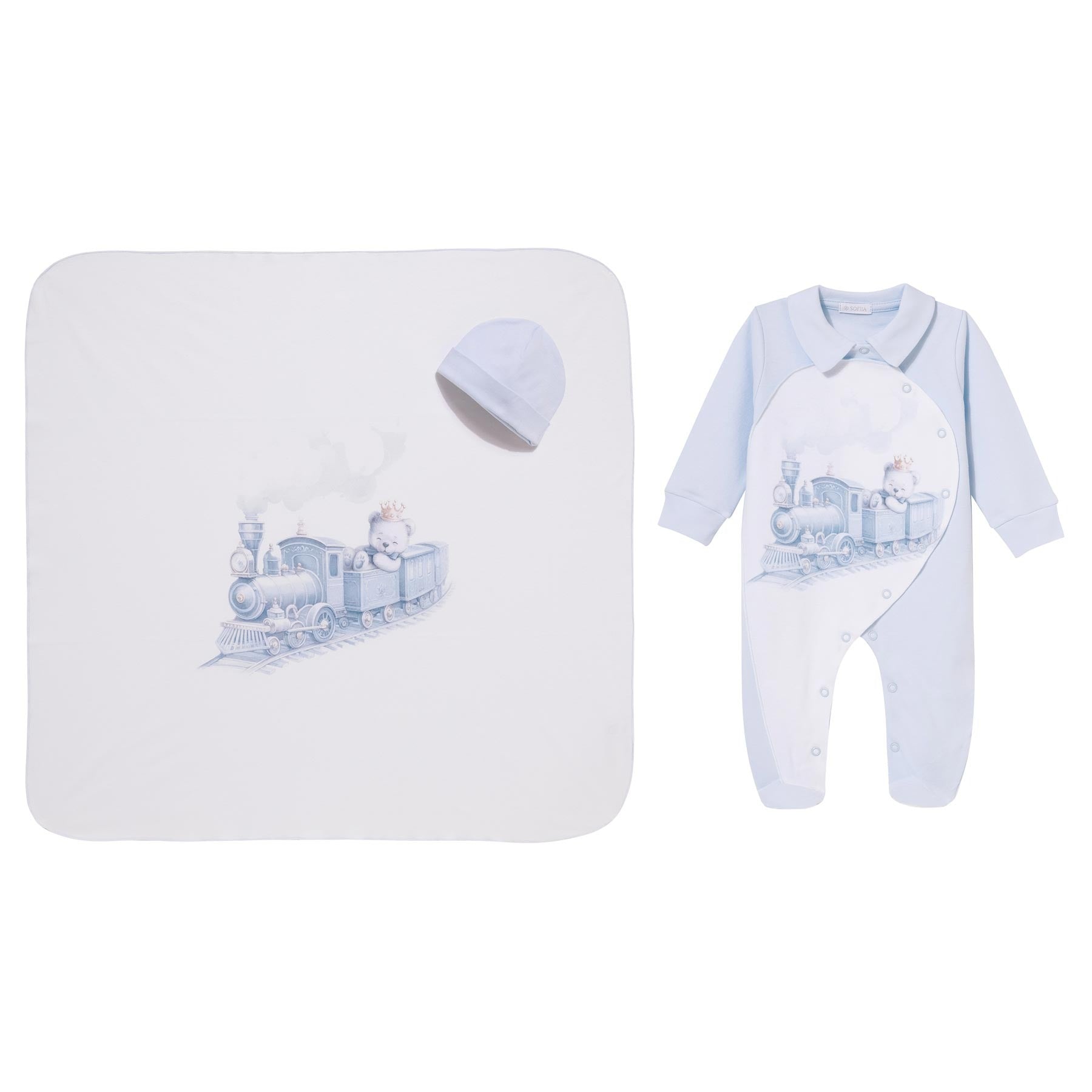 SET 3 PEZZI (TUTINA, CAPPELLINO, COPERTA PER NEONATI) BOX RAYAN SOFIJA