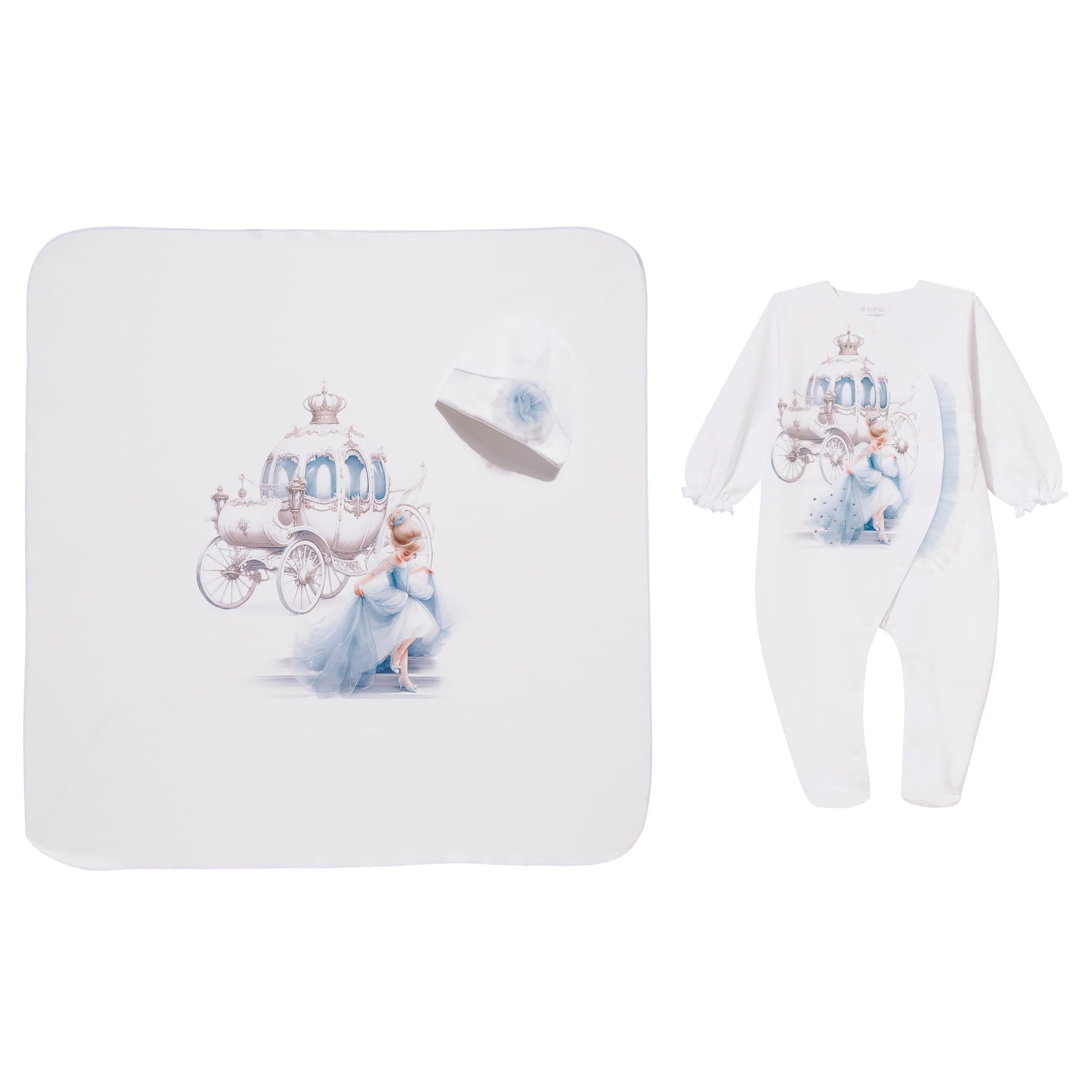 SET 3 PEZZI (TUTINA, CAPPELLINO, COPERTA PER NEONATI) BOX ARABELLA SOFIJA
