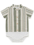 BODY A CAMICIA IN LINO A RIGHE BABY VIP