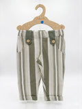 PANTALONE NEONATO IN LINO A RIGHE BABY VIP