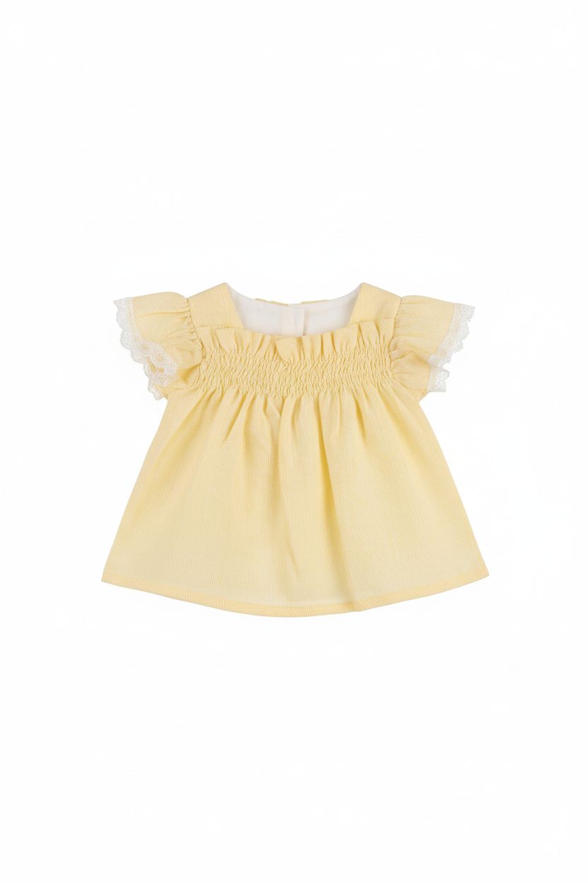 BLUSA CON SMOCK E PIZZO BABY VIP
