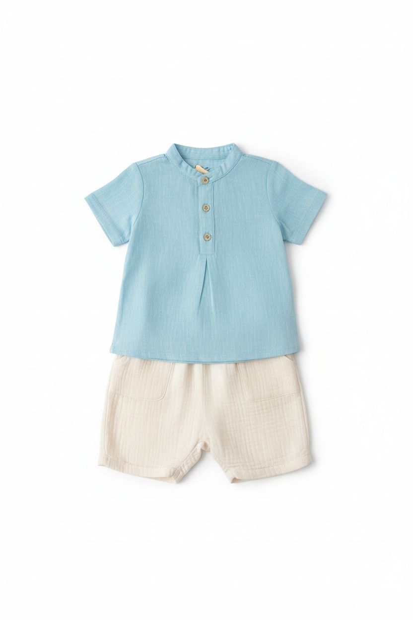 COMPLETO IN LINO DUE PEZZI NEONATO BABY VIP