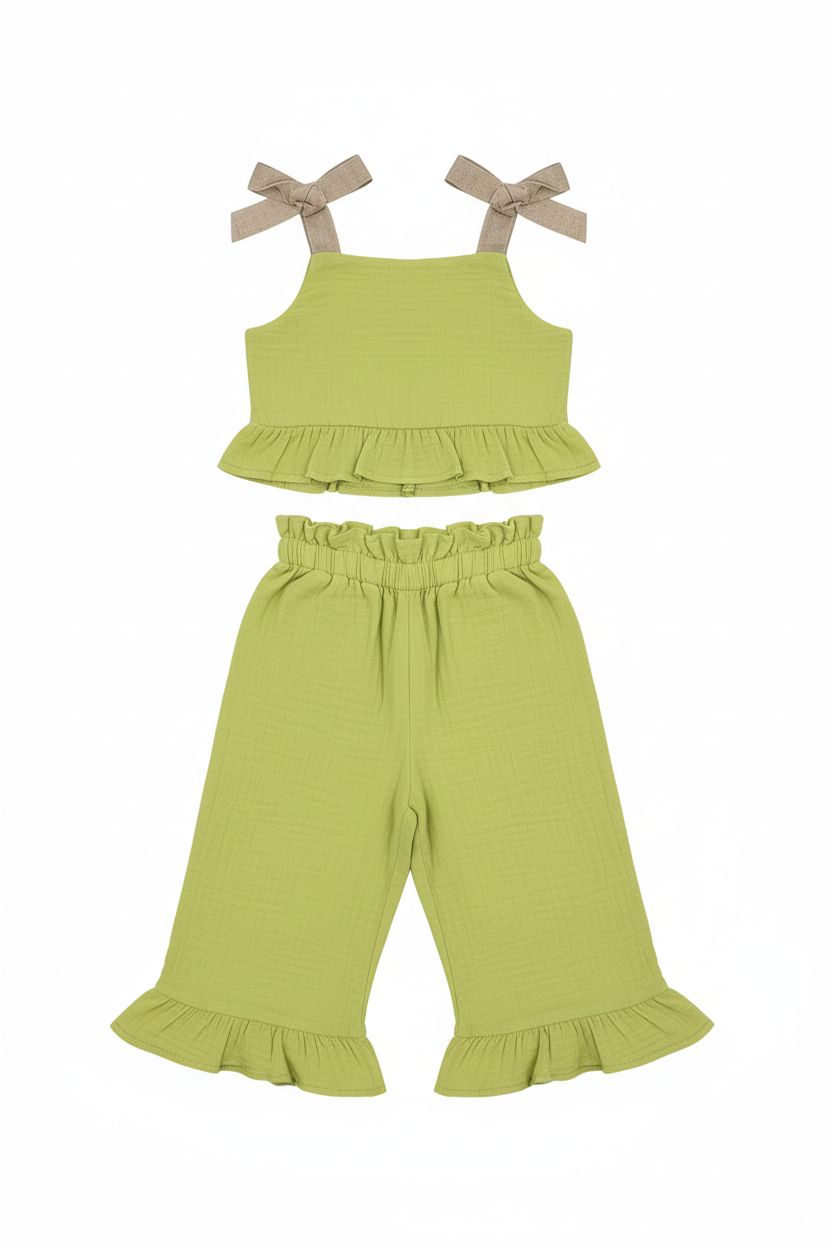 COMPLETO TOP E PANTALONE CON VOLANT BABY VIP