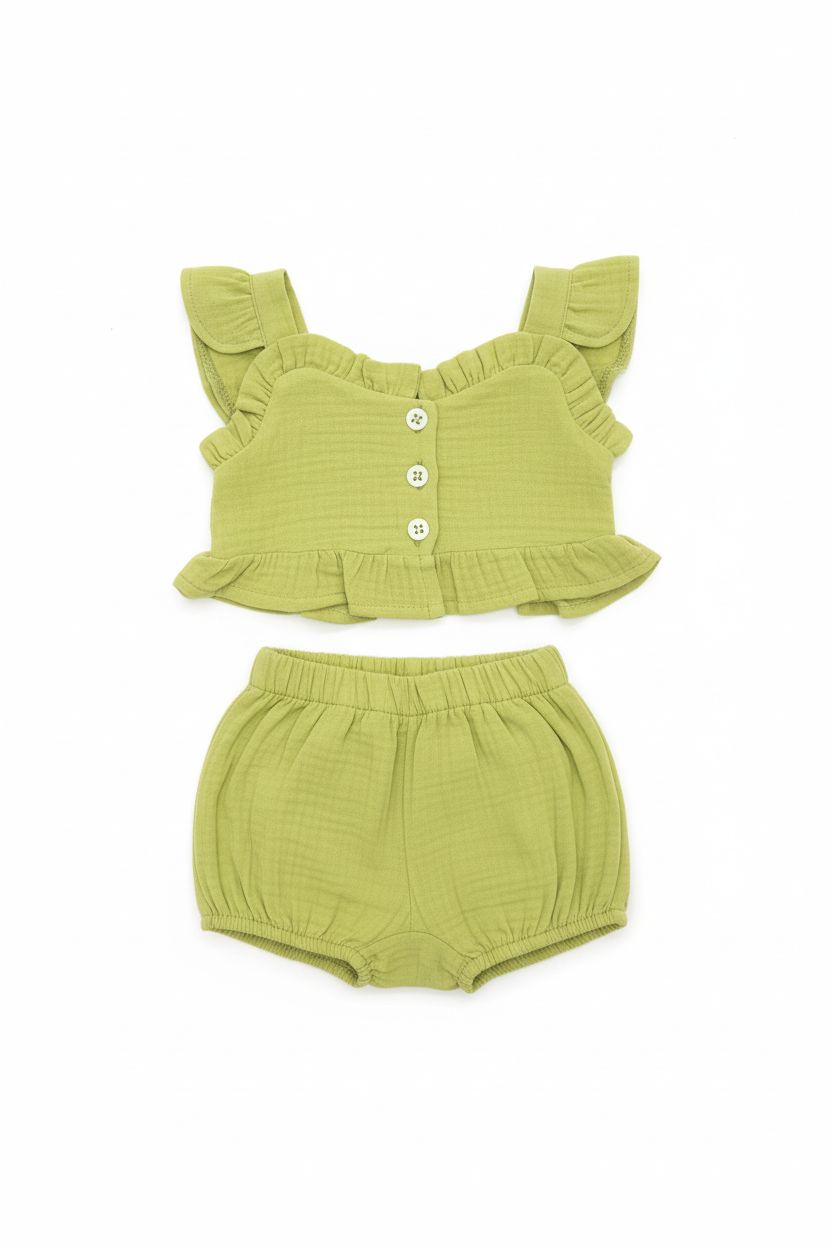 COMPLETO TOP E CULOTTE CON VOLANT BABY VIP