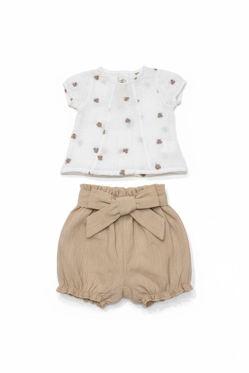 COMPLETINO ELEGANTE CON RICAMI FLOREALE BABY VIP