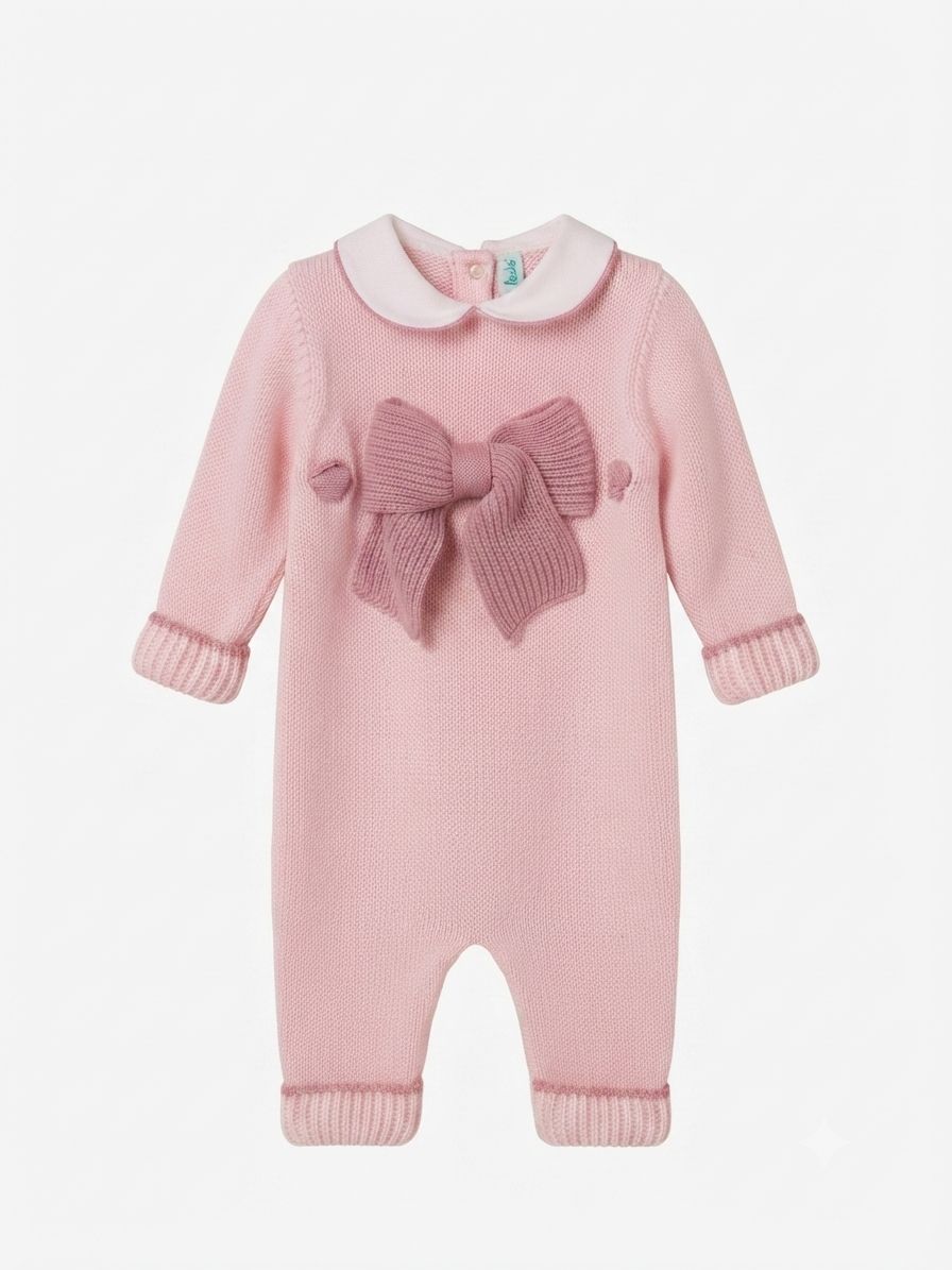 TUTINA IN MAGLIA DI PURO COTONE CON FIOCCO BEBE' DI ALMY