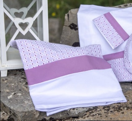 SET 3 PZ LENZUOLA TRAFORATA CON INSERTI IN SANGALLO
