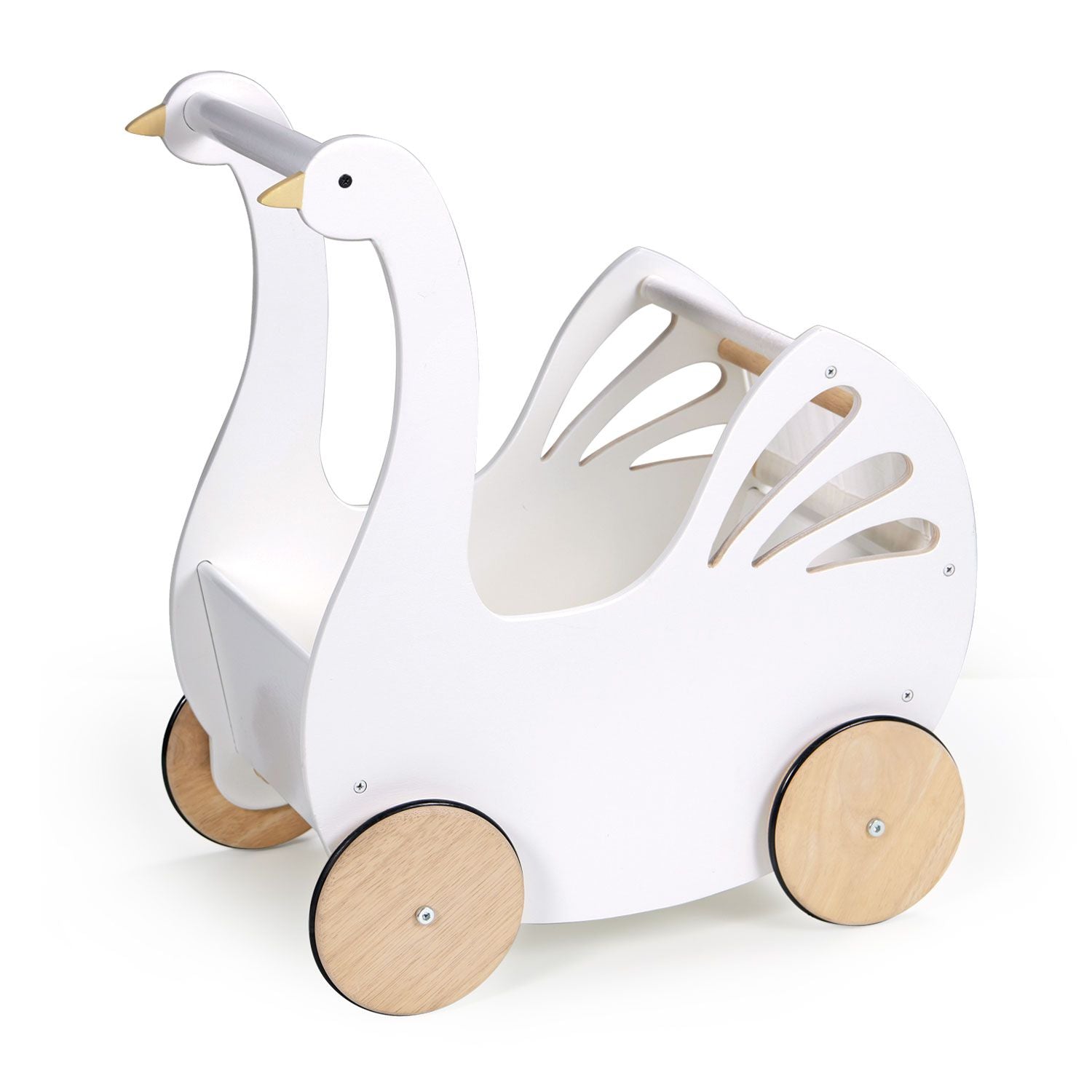 PASSEGGINO IN LEGNO CIGNO SWEET SWAN PRAM TENDER LEAF