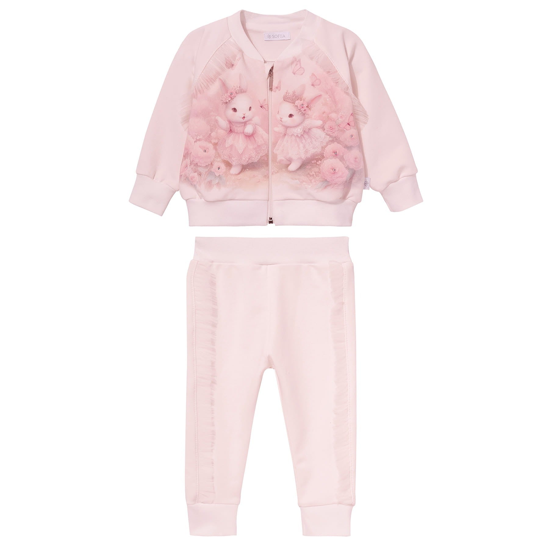 COMPLETO DA 2 PEZZI FELPA BOMBER CON ZIP E PANTALONI SOFIJA