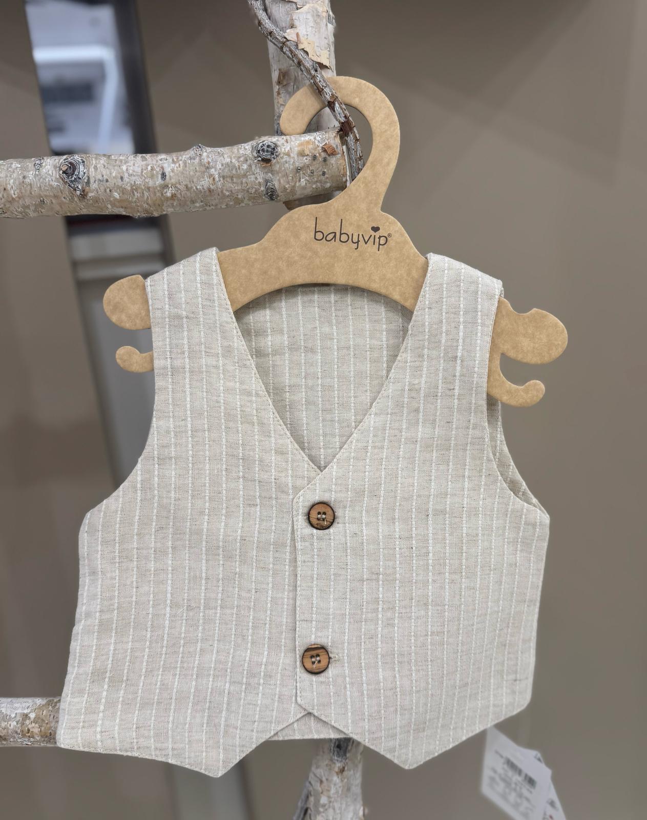 GILET IN LINO RIGATO BABY VIP