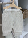 PANTALONE IN LINO RIGATO CON TASCHE BABY VIP