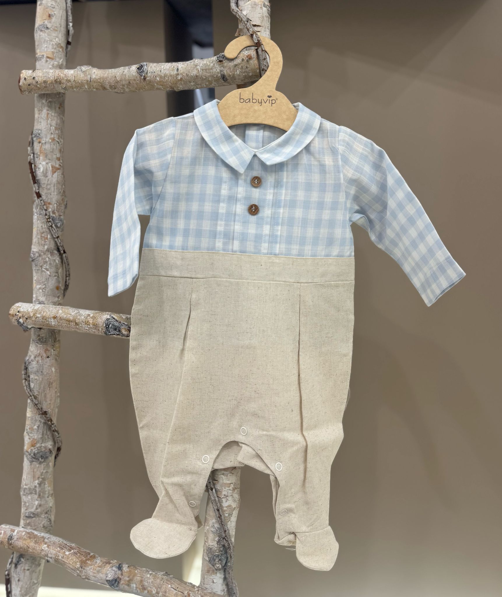 TUTINA IN TESSUTO MISTO LINO FANTASIA VICHY BABY VIP