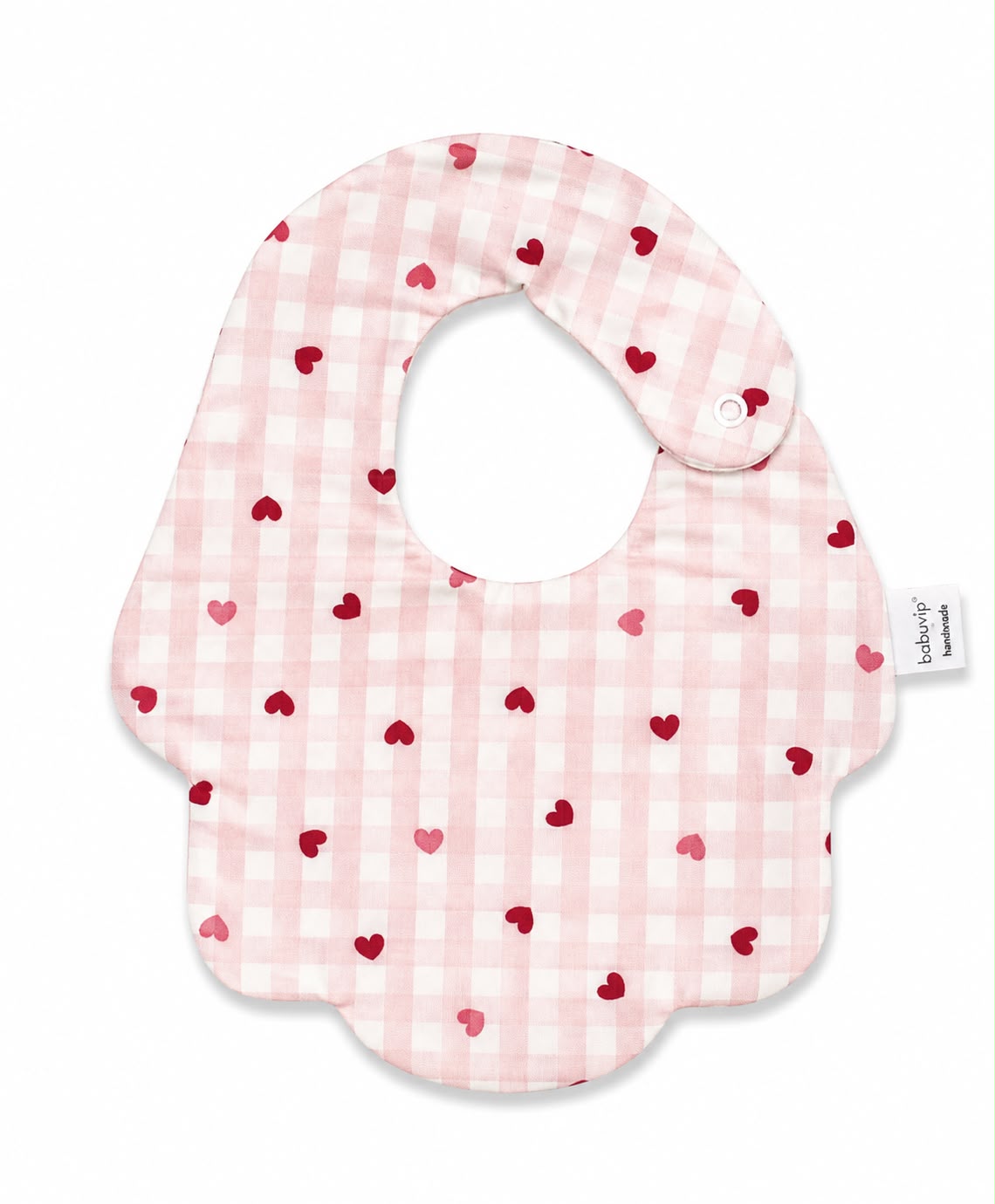 BAVETTA NEONATA A QUADRI CON CUORI BABY VIP