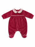 TUTINA NEONATA IN VELLUTO CON COLLETTO FLOREALE BABY VIP