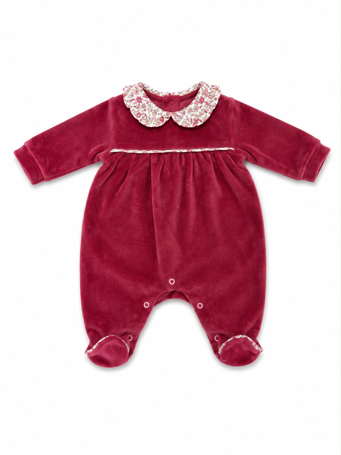TUTINA NEONATA IN VELLUTO CON COLLETTO FLOREALE BABY VIP
