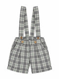 PANTALONE NEONATO CORTO CON BRETELLE A QUADRI BABY VIP