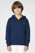 FELPA DA BAMBINO CON CHIUSURA FULL ZIP E CAPPUCCIO US POLO