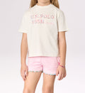 T-SHIRT A MANICHE CORTE IN COTONE STRETCH CON STAMPA US POLO