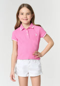 POLO SHIRT DA BAMBINA CON LOGO RICAMATO E PROFILI A CONTRASTO US POLO