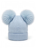 CAPPELLINO IN MAGLIA CON DOPPIO PON-PON IN PELLICCIA VOLPE FINLANDESE CATYA