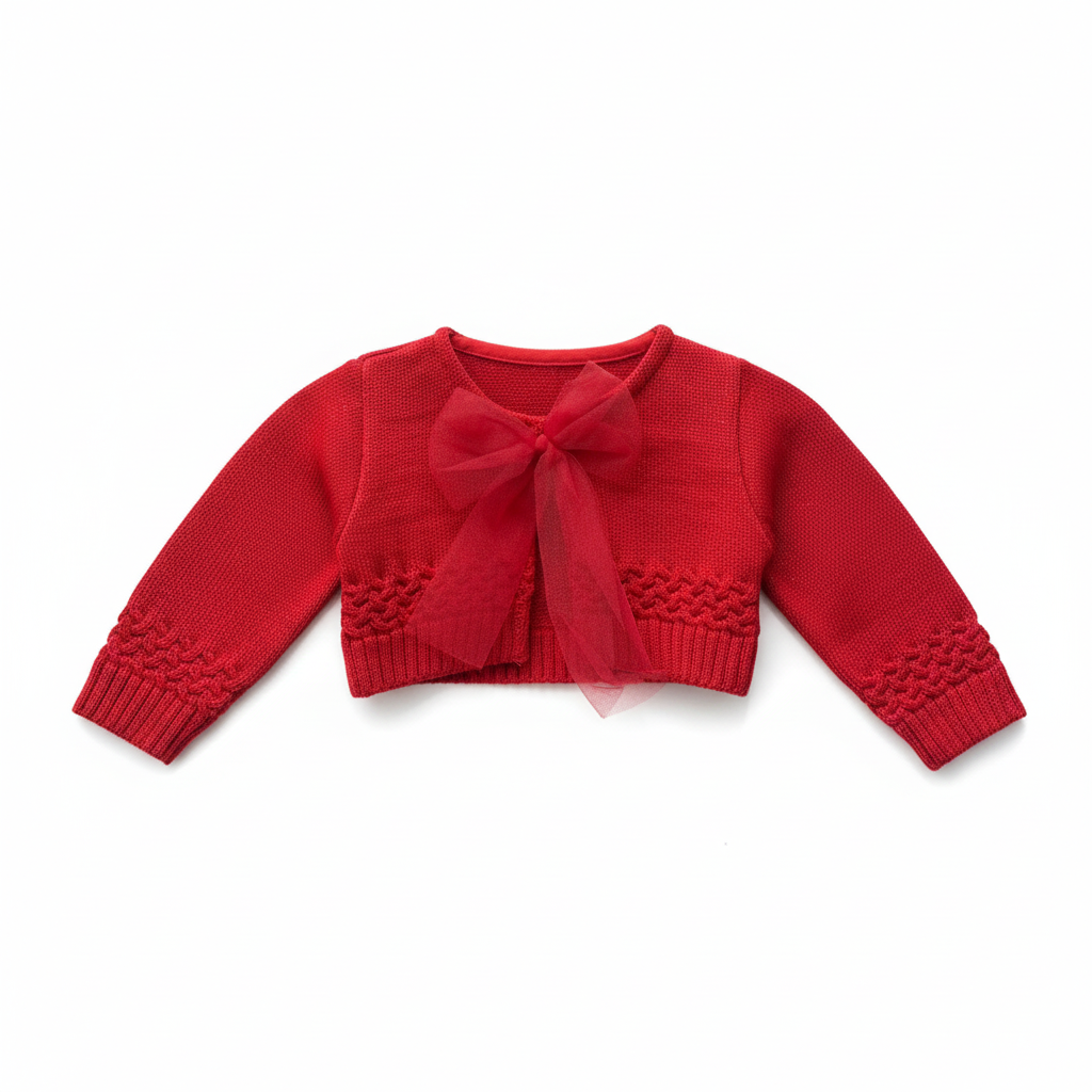 Cardigan rossa premium su sfondo bianco