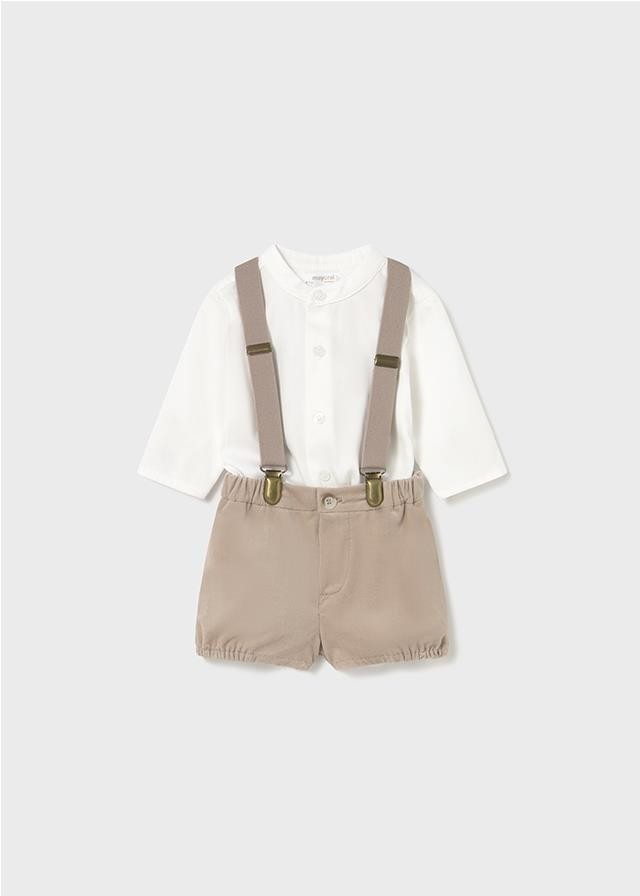 COMPLETO NEONATO CAMICIA,PANTALONCINO E BRETELLE MAYORAL