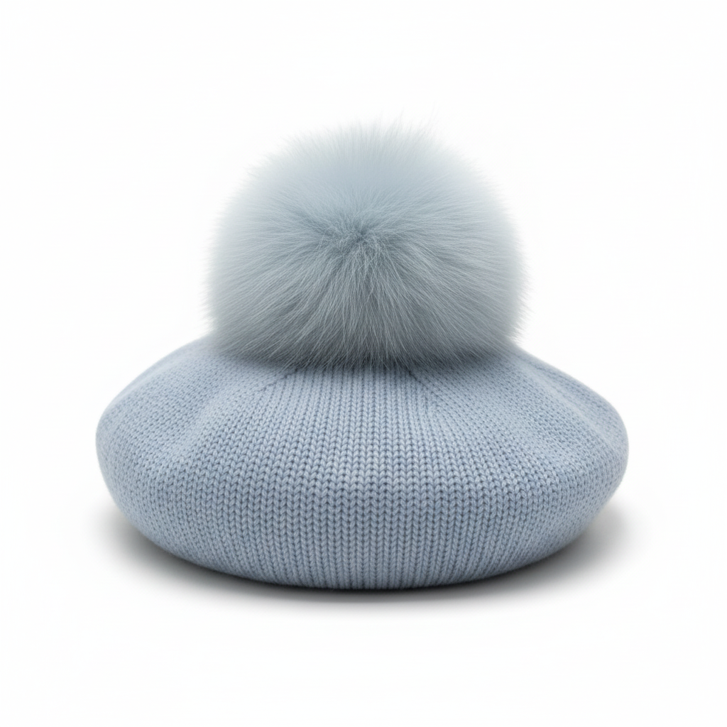 Light Blue Beret White Background