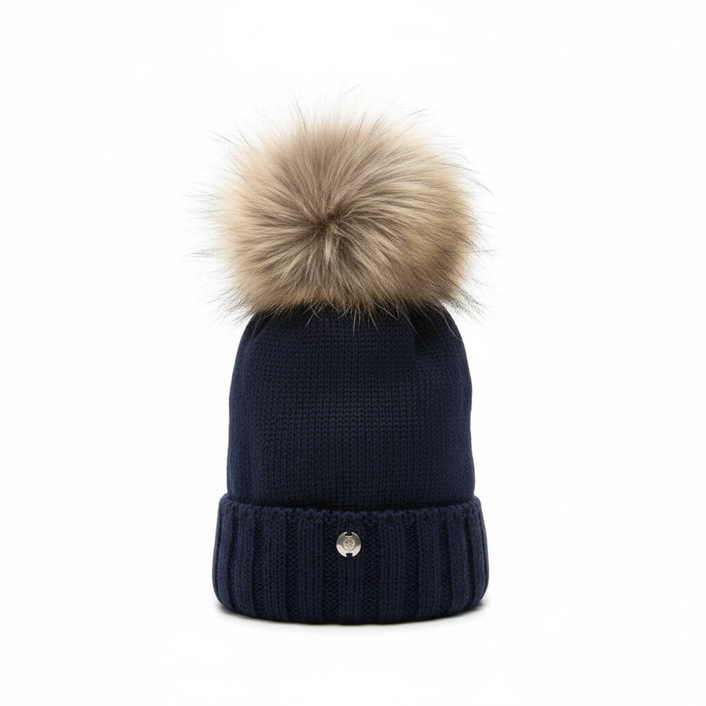 Navy Blue Beanie White Background