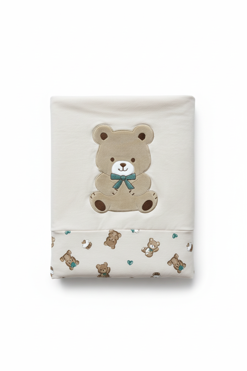 Set coperte bianche con orsetto beige